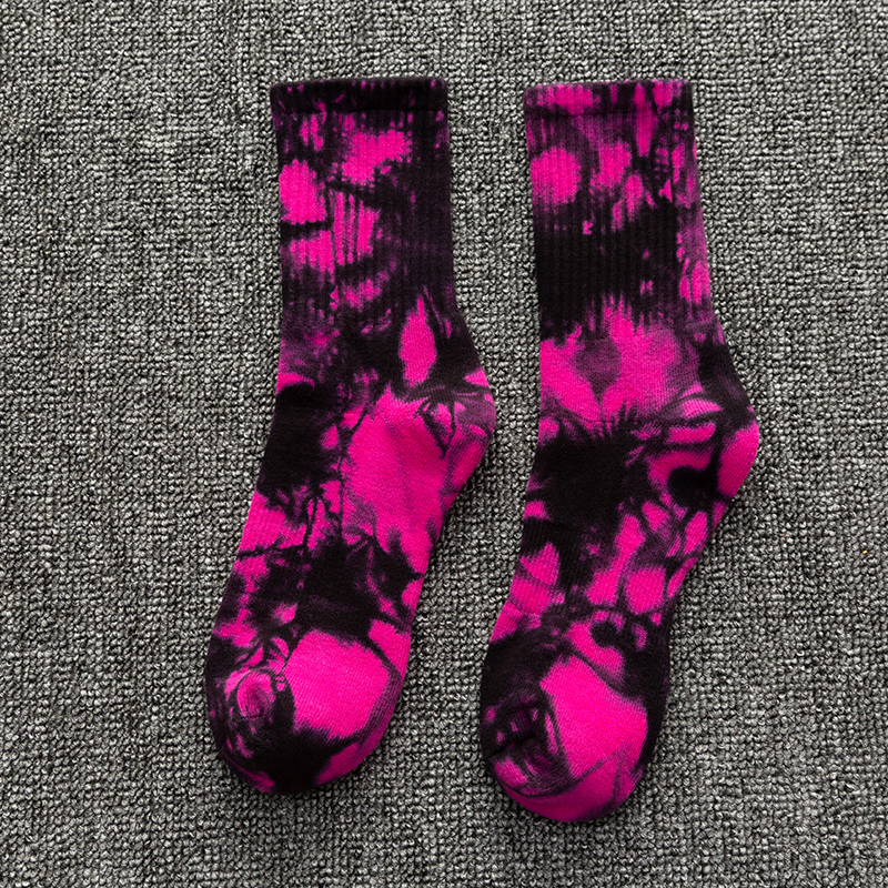 Bawełniane skarpetki sportowe do połowy łydki, tie-dye