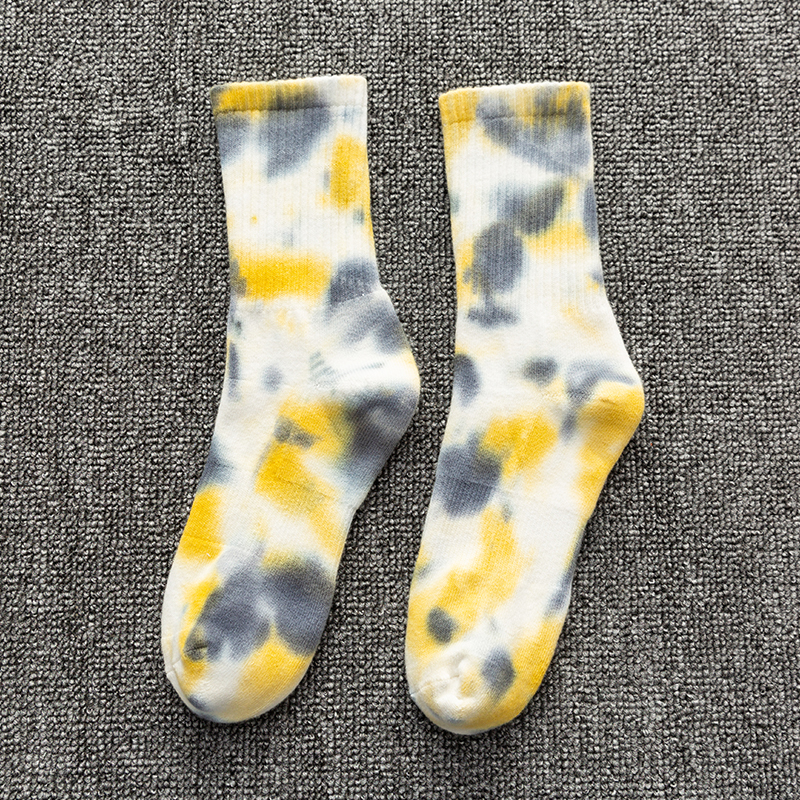 Bawełniane skarpetki sportowe do połowy łydki, tie-dye