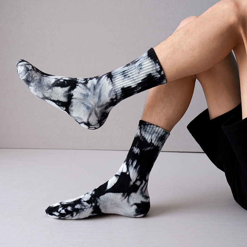 Bawełniane skarpetki sportowe do połowy łydki, tie-dye