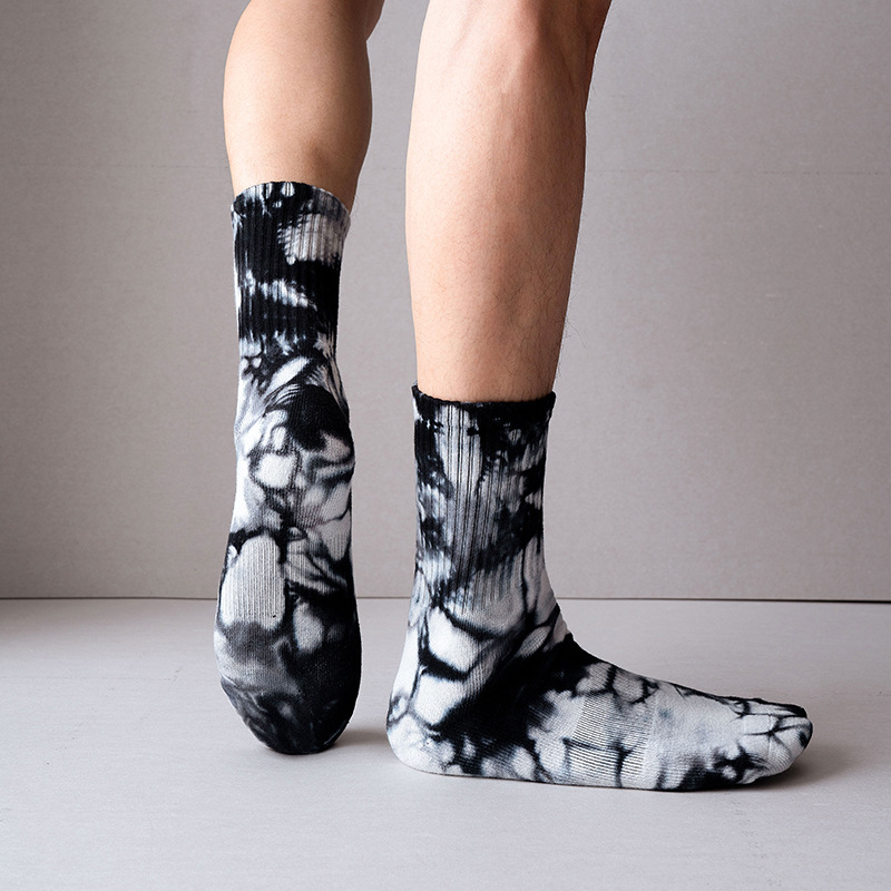 Bawełniane skarpetki sportowe do połowy łydki, tie-dye